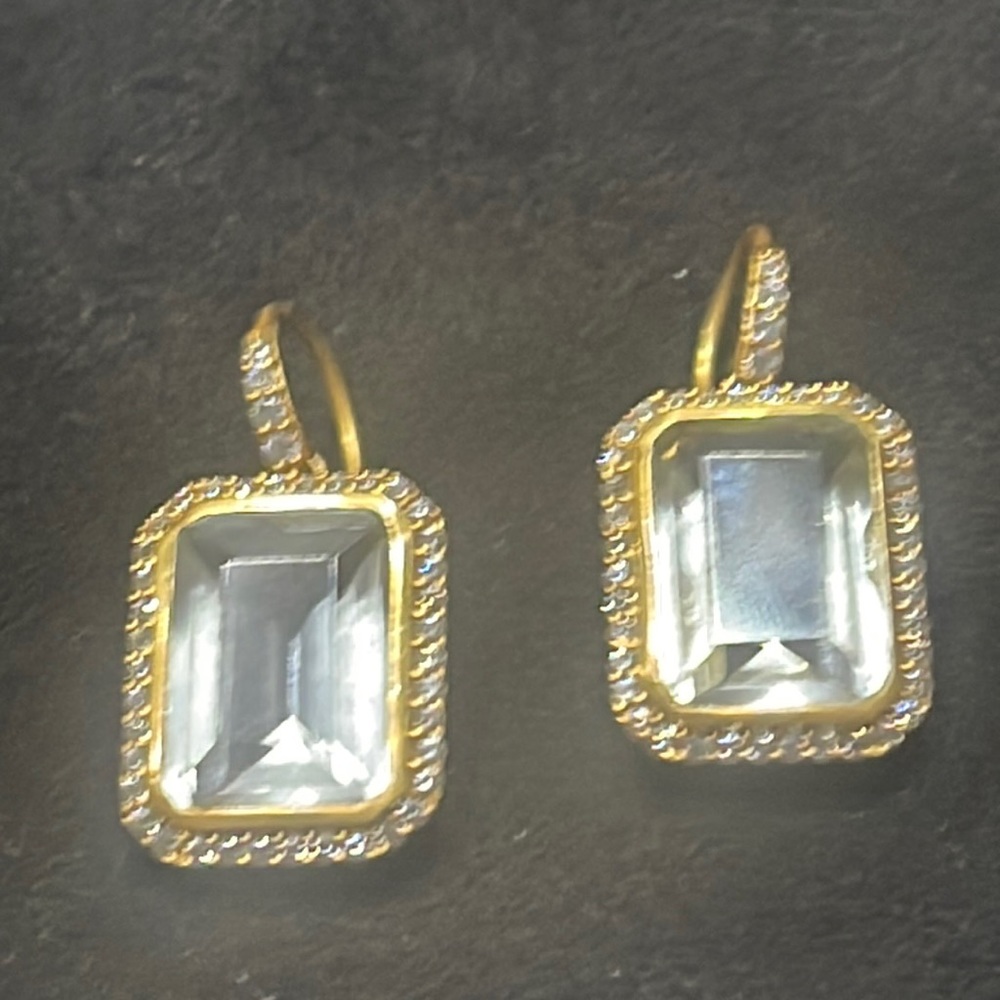 Julie Vos Clara Luxe Clear Crystal 24k Gold Earrings - Picture 1 of 4